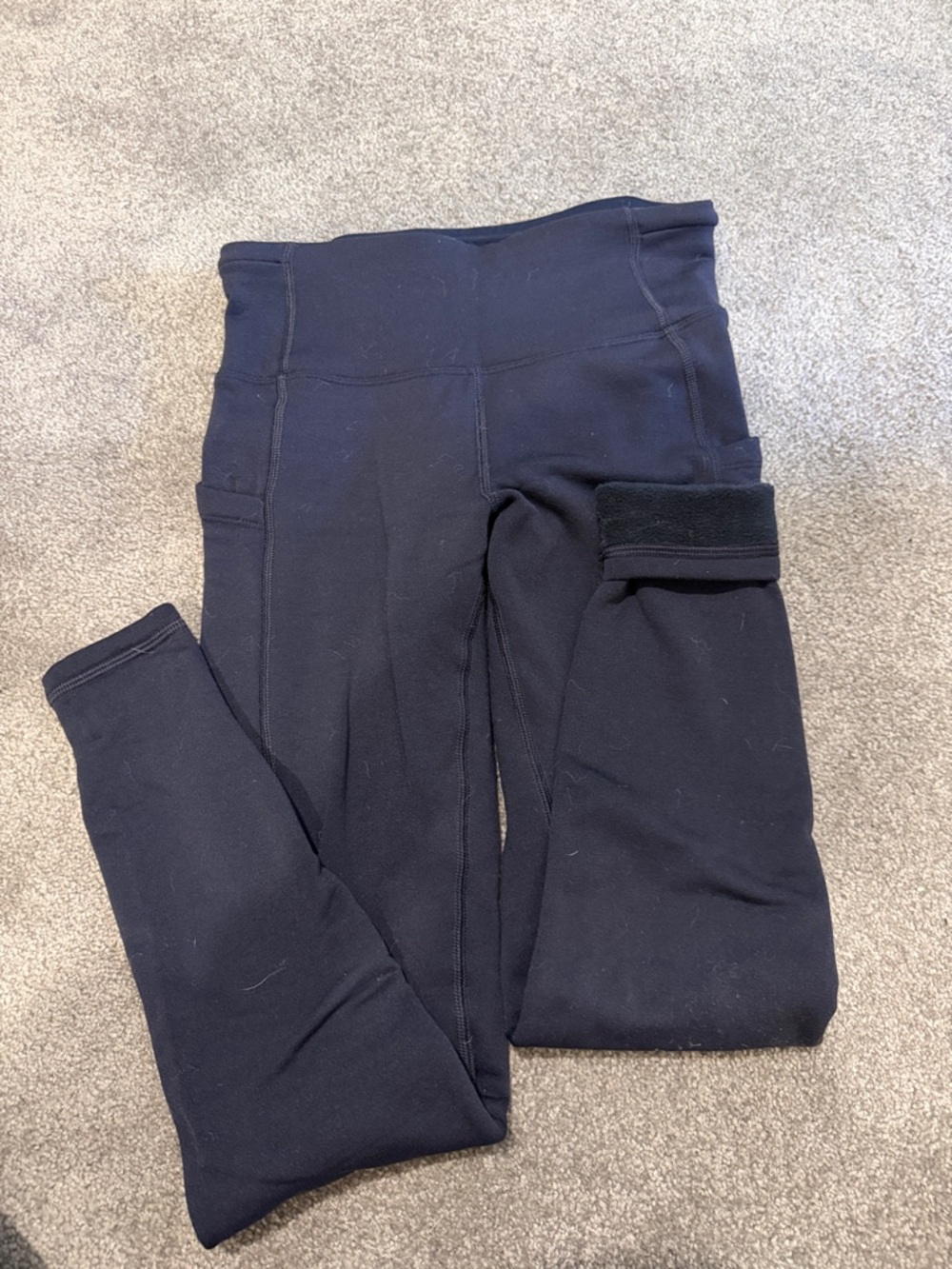 Athleta Altitude Stash Fleece Leggings XS Navy